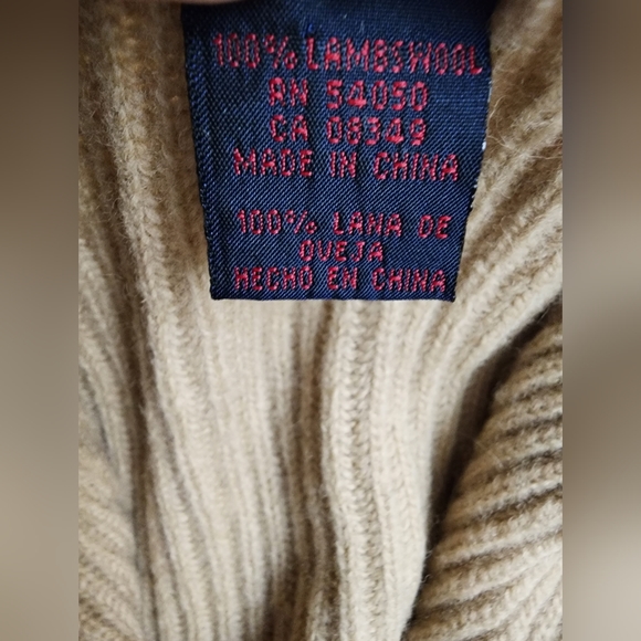 RARE Women's RALPH LAUREN Hand Knit Patchwork Crochet Lambs Wool Cardigan L Belt - Picture 6 of 9